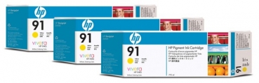 HP 91 DesignJet Ink Cartridge 3-pack, 3x 775ml, yellow