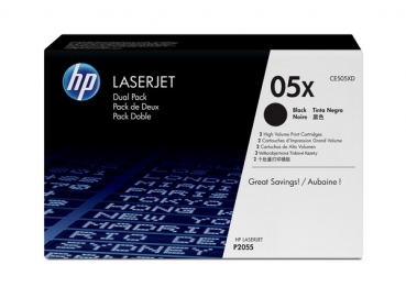 HP 05X Toner Cartridge CE505XD, 2-pack, black