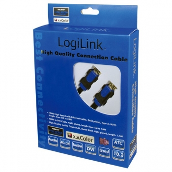 LogiLink HDMI Cable, Hi-Speed w/Ethernet, black, 5.0m 
HDMI Male to HDMI Male, gold-plated, boxed