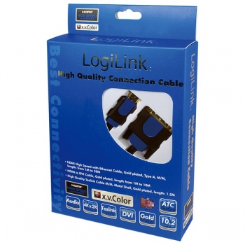 LogiLink HDMI Adapter Cable, black, 5.0m HDMI Male to DVI-D (18+1) Male, gold-plated, boxed