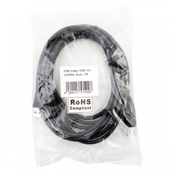 LogiLink USB 3.0 Cable, black, 2.0m, 
USB-A Male to USB-B Male