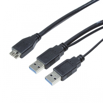 LogiLink USB 3.0 Y Power Cable, black, 0,6m, 
2x USB-A Male to Micro-B USB Male