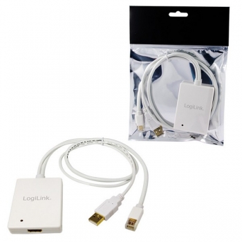 LogiLink Mini DP & USB Audio to HDMI Adapter, 
Mini DP 20-pin Male & USB-A Male to HDMI Female