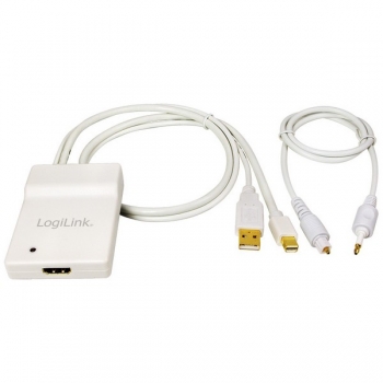 LogiLink Mini DP + Toslink to HDMI Adapter, 
Mini DP 20-pin Male & Toslink to HDMI Female