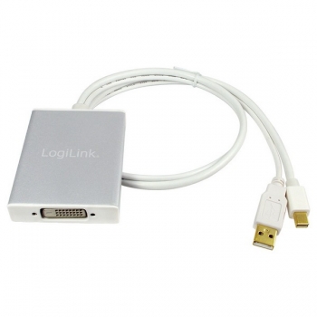 LogiLink Mini DP + USB to DVI Adapter, 
Mini DP 20-pin Male & USB-A Male to DVI-D Female