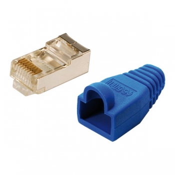 LogiLink CAT5E RJ45 Plug Connector, shielded, 
with blue boot, for round stranded cable, 100-pack