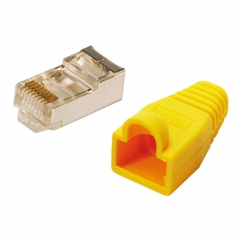 LogiLink CAT5E RJ45 Plug Connector, shielded, 
with yellow boot, for round stranded cable, 100-pack