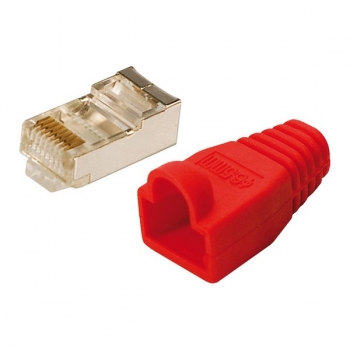 LogiLink CAT5E RJ45 Plug Connector, shielded, 
with red boot, for round stranded cable, 100-pack