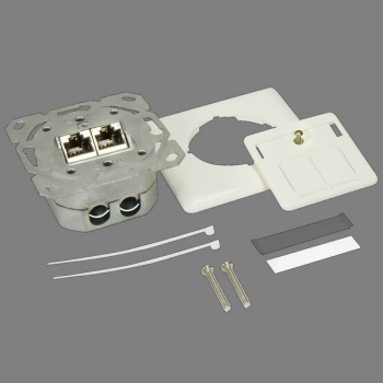 LogiLink CAT6 Wall Outlet, 2x RJ45 STP 40 deg. angl.,
vertical cable entry, cover signal white