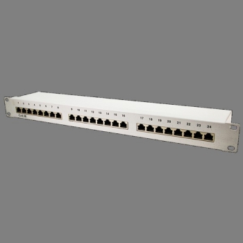 LogiLink 19 in. CAT5E Patch Panel, 24-port, STP, grey,
1U, shielded steel housing