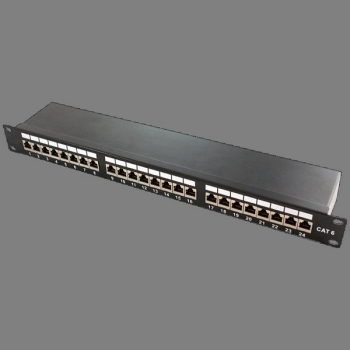 LogiLink 19 in. CAT6 Patch Panel, 24-port, STP, black,
1U, shielded steel housing