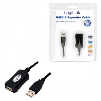 LogiLink USB 2.0 Active Repeater Cable, black, 10m, 
USB-A Male to USB-A Female