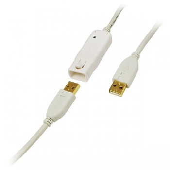 LogiLink USB 2.0 Active Repeater Cable, white, 12m, 
with slide-lock, USB-A Male to USB-A Female