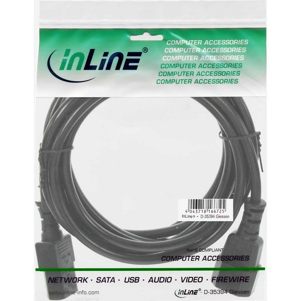 InLine Power Extension Cord, black, 3.0m, 
10A/250V, IEC320-C14 to IEC320-C13