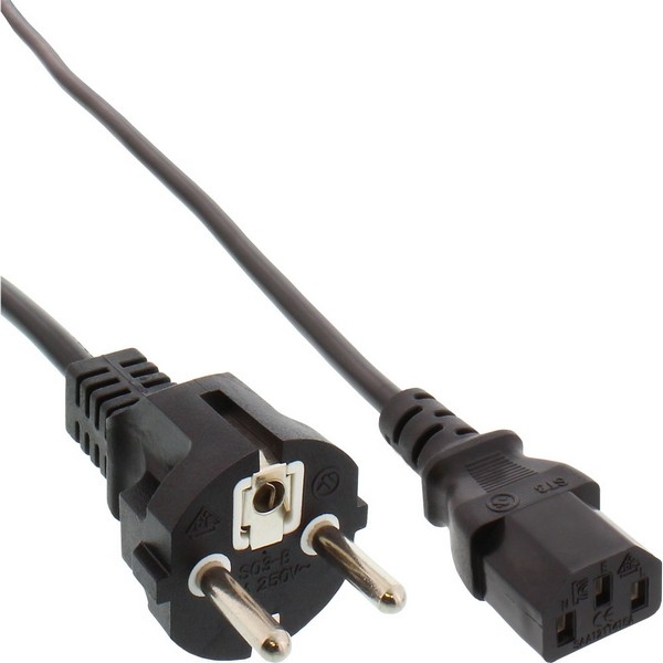 InLine Power Cord 10A/250V, black, 1.5m, 
CEE7/7  (straight) to IEC320-C13