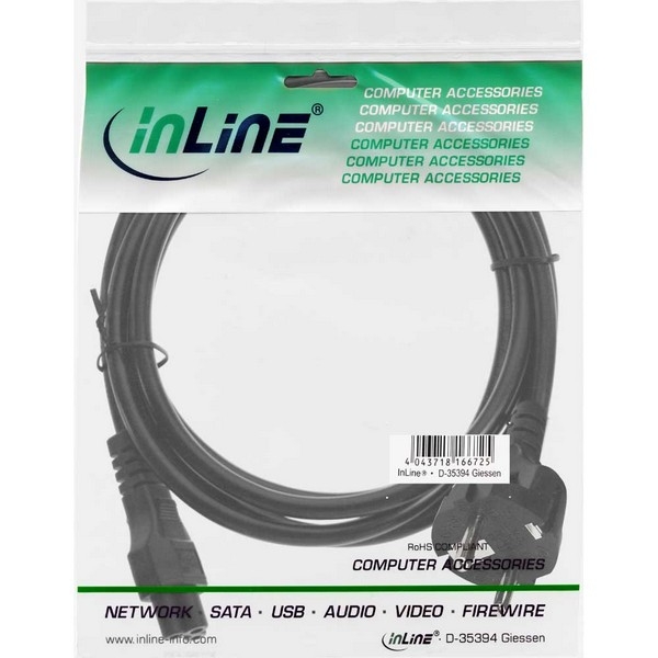 InLine Power Cord 10A/250V, black, 2.0m, 
CEE7/7 (straight)  to IEC320-C5