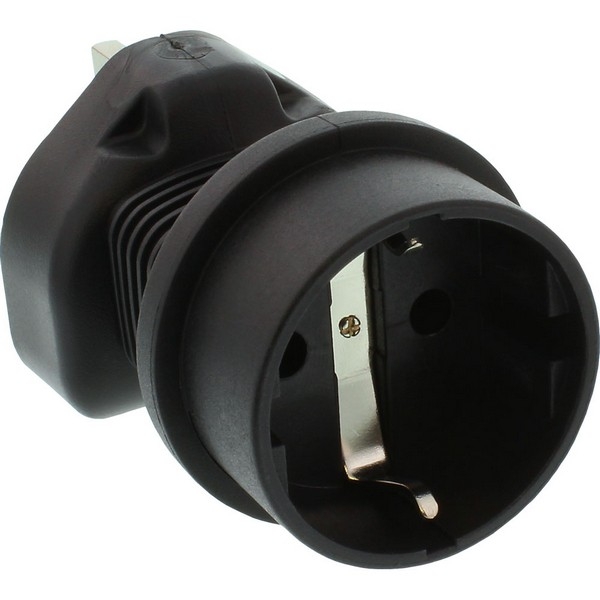 InLine Power Adapter, black, 
UK/Malta plug male to CEE7/7 female, with 5A fuse