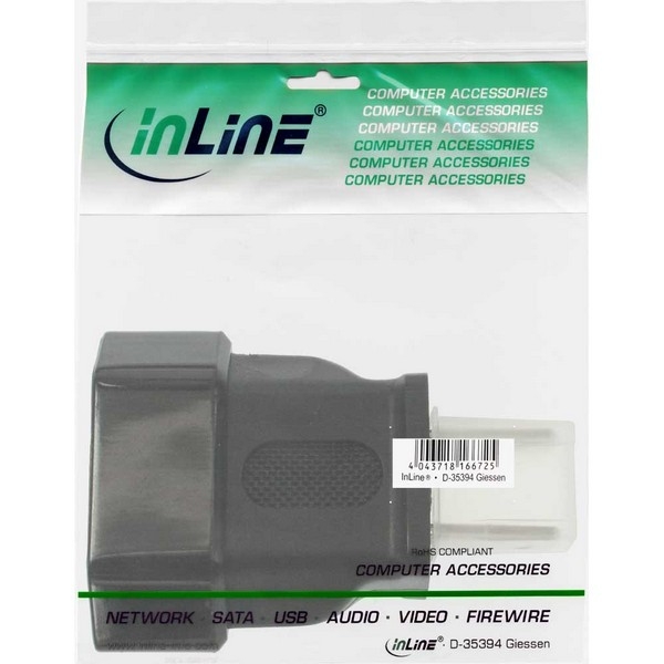 InLine Power Adapter,black, 
NEMA 1-15 male plug (2pin) to Euro female plug