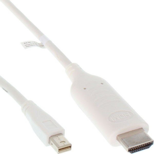 InLine Mini DisplayPort Adapter Cable, white, 5.0m, 
Mini DisplayPort Male to HDMI Male, with audio
