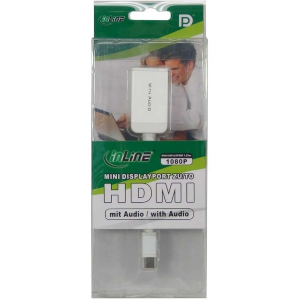 InLine Mini DisplayPort Adapter Cable, white, 0.15m, 
Mini DisplayPort Male to HDMI Female