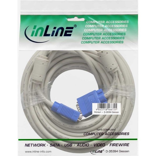 InLine VGA Cable, HD15 M/M, 10m