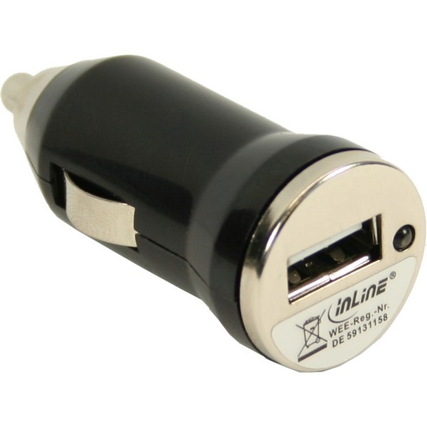 InLine USB Car Charger Power Adapter, Mini, 
12/24 VDC to 5V DC/1A