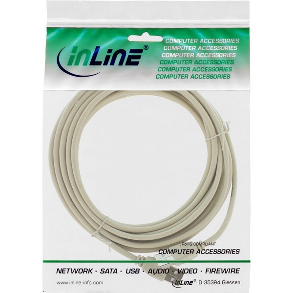 InLine USB 2.0 Cable, beige, 5.0m, 
A Male to A Male