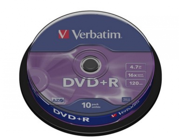 Verbatim DVD+R 16x, 4.7GB, Spindle, 10-pack