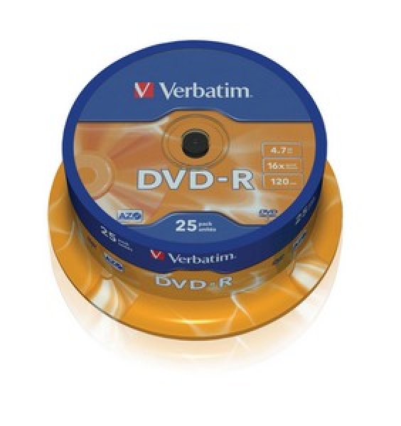 Verbatim DVD-R 16x, 4.7GB, Spindle, 25-pack