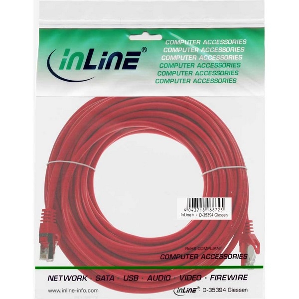 InLine Patch Cable CAT5E F/UTP, red, 10m