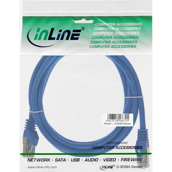 InLine Patch Cable CAT5E F/UTP, blue, 0.3m