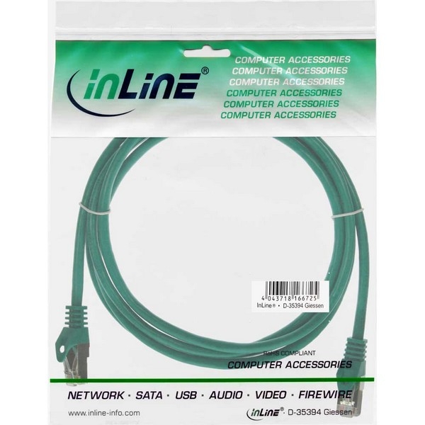 InLine Patch Cable CAT5E F/UTP, green, 1.0m