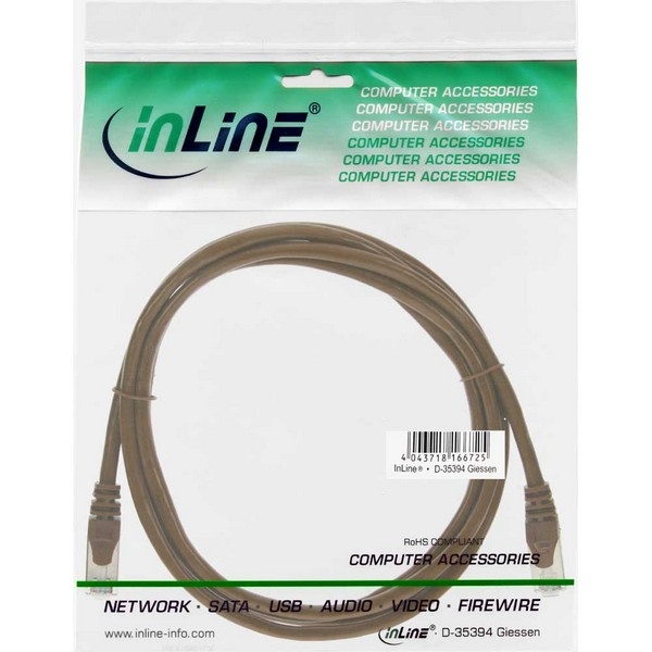 InLine Patch Cable CAT5E SF/UTP, brown, 1.0m