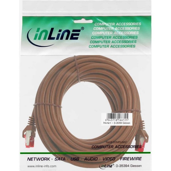InLine Patch Cable CAT6 S/FTP, PVC, brown, 10m