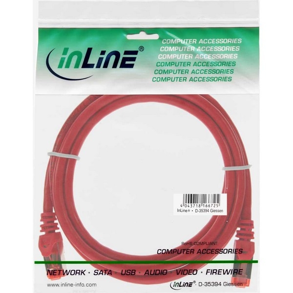 InLine Patch Cable CAT6 S/FTP, PVC, red, 0.25m