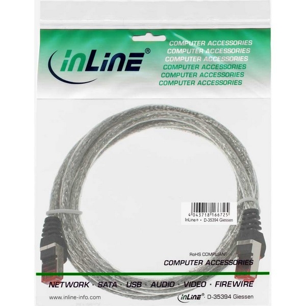 InLine Patch Cable CAT6 S/FTP, PVC, transparent, 1.0m