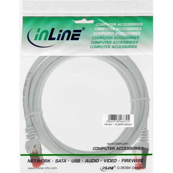 InLine Patch Cable CAT6 S/FTP, PVC, white, 0.3m