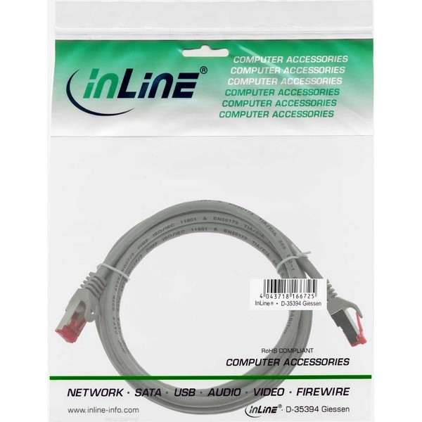 InLine Patch Cable CAT6 S/FTP, PVC, grey, 1.5m