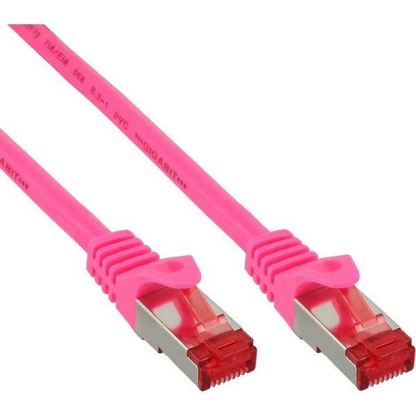 InLine Patch Cable CAT6 S/FTP, PVC, pink, 0.5m