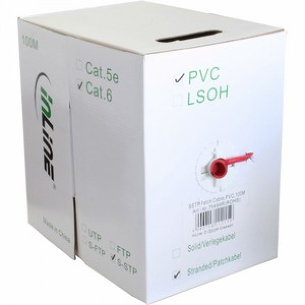 InLine Bulk Cable Stranded CAT6 S/FTP, 100m, red