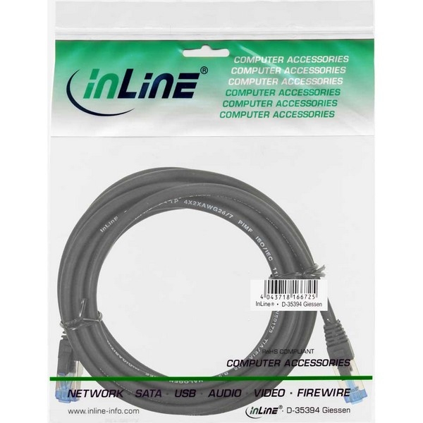 InLine Patch Cable CAT6A S/FTP, black, 1.0m