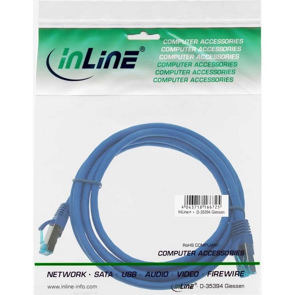 InLine Patch Cable CAT6A S/FTP, blue, 1.0m