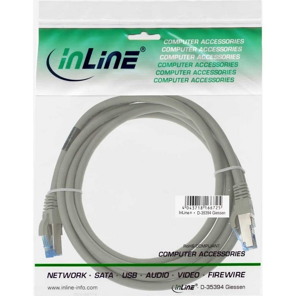 InLine Patch Cable CAT6A S/FTP, grey, 5.0m
