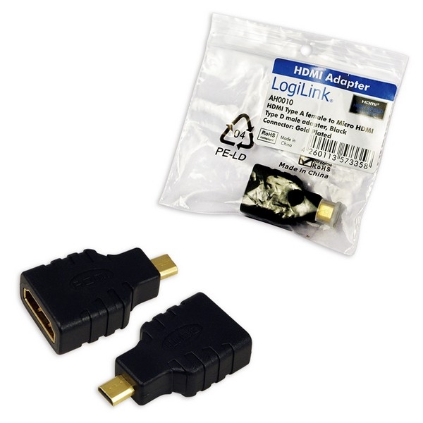 LogiLink HDMI Adapter, black
Micro HDMI Male to HDMI Female, gold-plated
