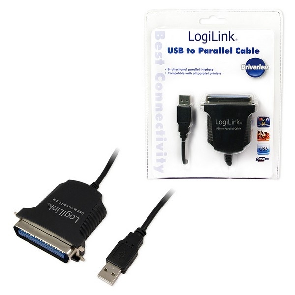 LogiLink USB 2.0 to Centronics Adapter, black, 1.5m, 
USB2.0-A Male to Centrocis 36-pin Male