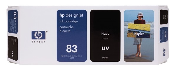 HP 83 DesignJet UV Ink Cartridge, 680ml, black