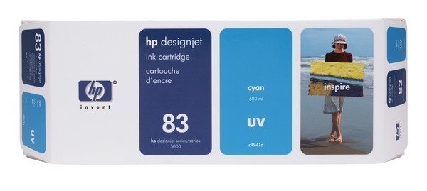 HP 83 DesignJet UV Ink Cartridge, 680ml, cyan