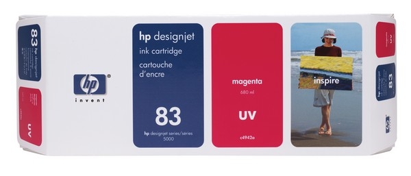 HP 83 DesignJet UV Ink Cartridge, 680ml, magenta
