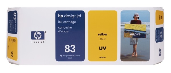 HP 83 DesignJet UV Ink Cartridge, 680ml, yellow