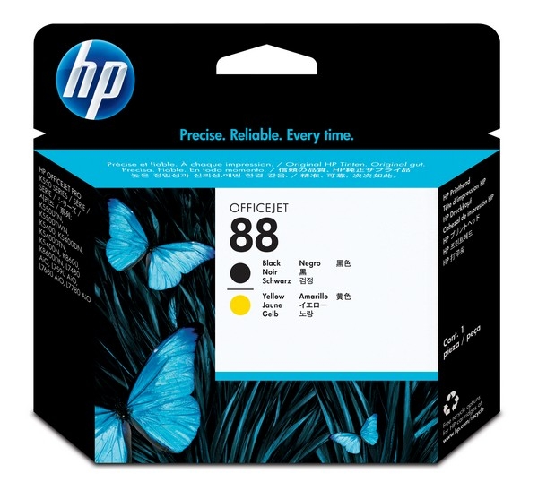 HP 88 Printhead, black and yellow